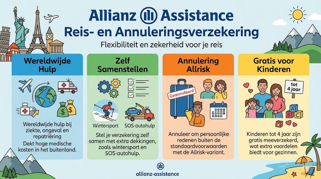 Allianz Assistance is grootste reisverzekeraar en hulpverlener ter wereld en meerdere keren gekozen als beste reisverzekeraar van Nederland!