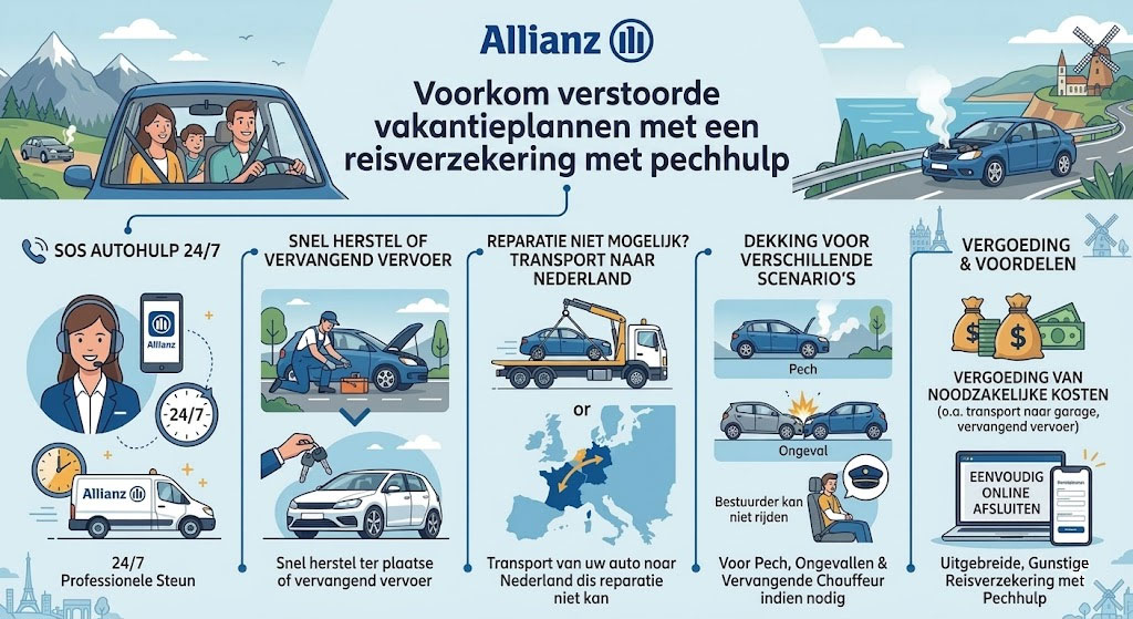 infographic dekking reisverzekering met pechhulp Allianz