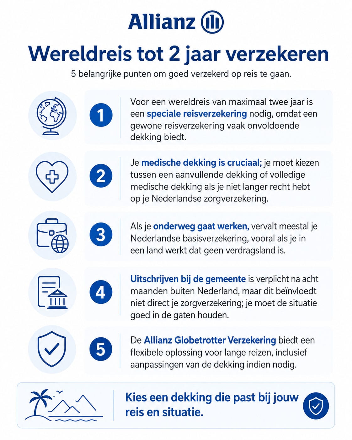 Infographic over verzekeren tijdens een lange reis van maximaal twee jaar